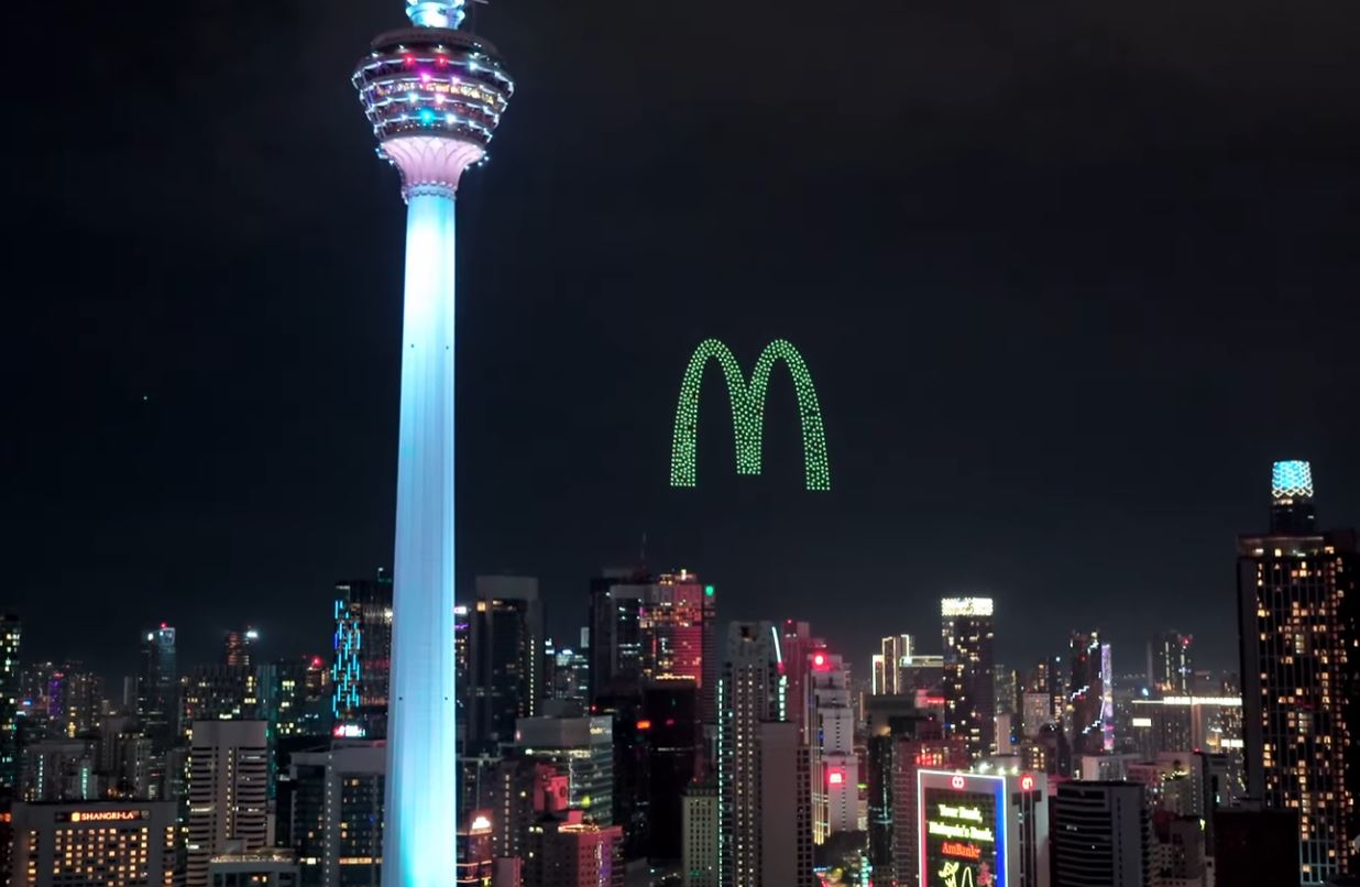 Drone formations over KL Tower