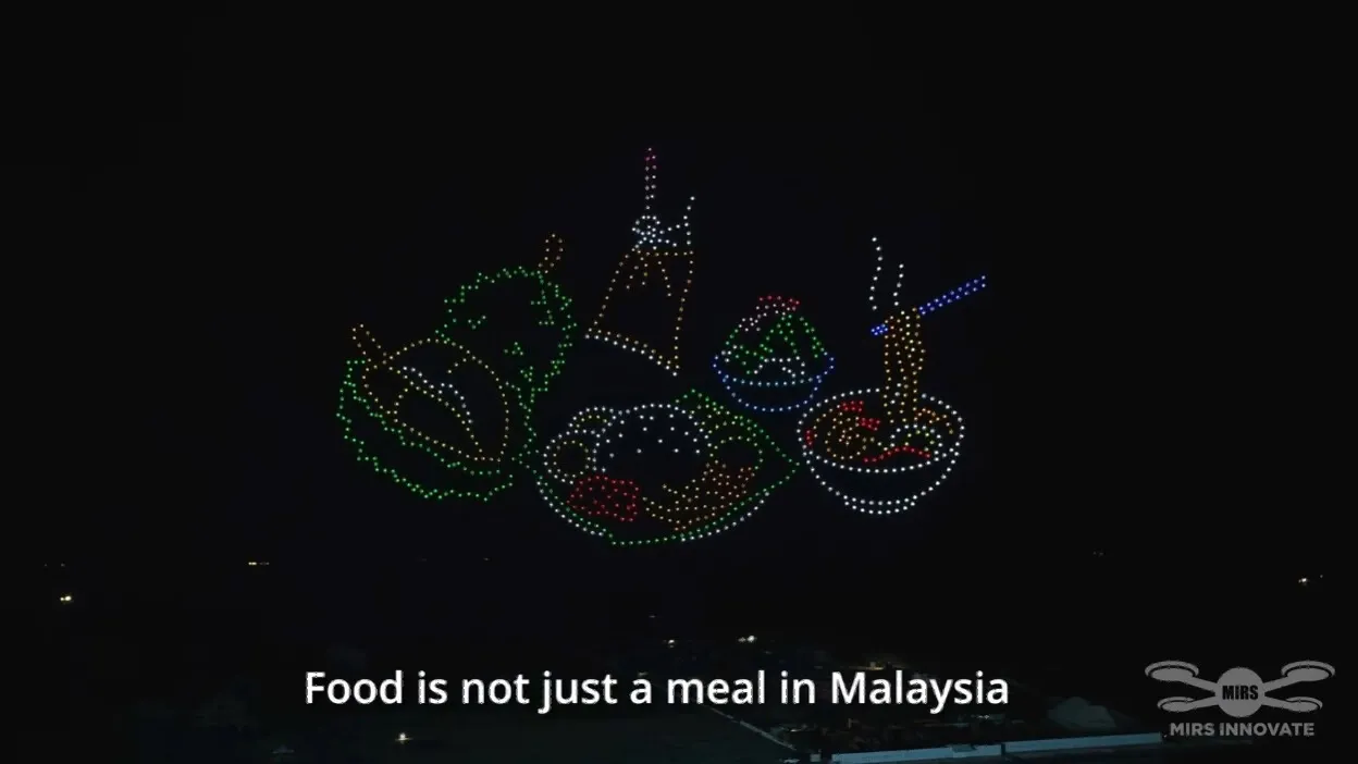 Malaysian food icon formations representing heritage identity